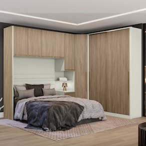 Guarda-Roupa Casal Modulado Seletto 8 Portas 6 Gavetas Me23 Areia/Jequitibá - Henn