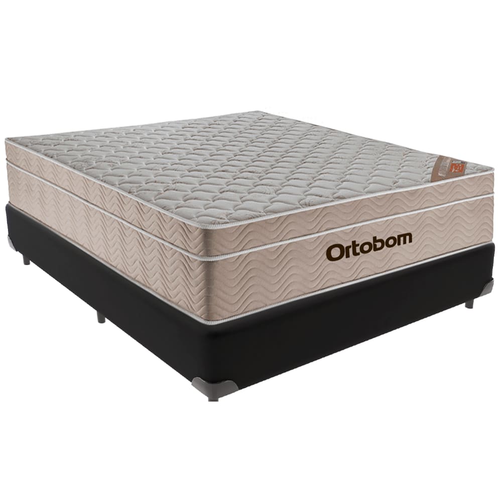 Cama Box Preto e Colchão Airtech Spring Molas Ensacadas Viúvo Ortobom
