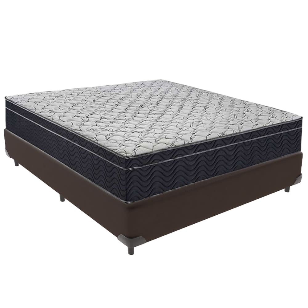 Cama Box Marrom e Colchão Airtech 150 Espuma D45 Casal Ortobom