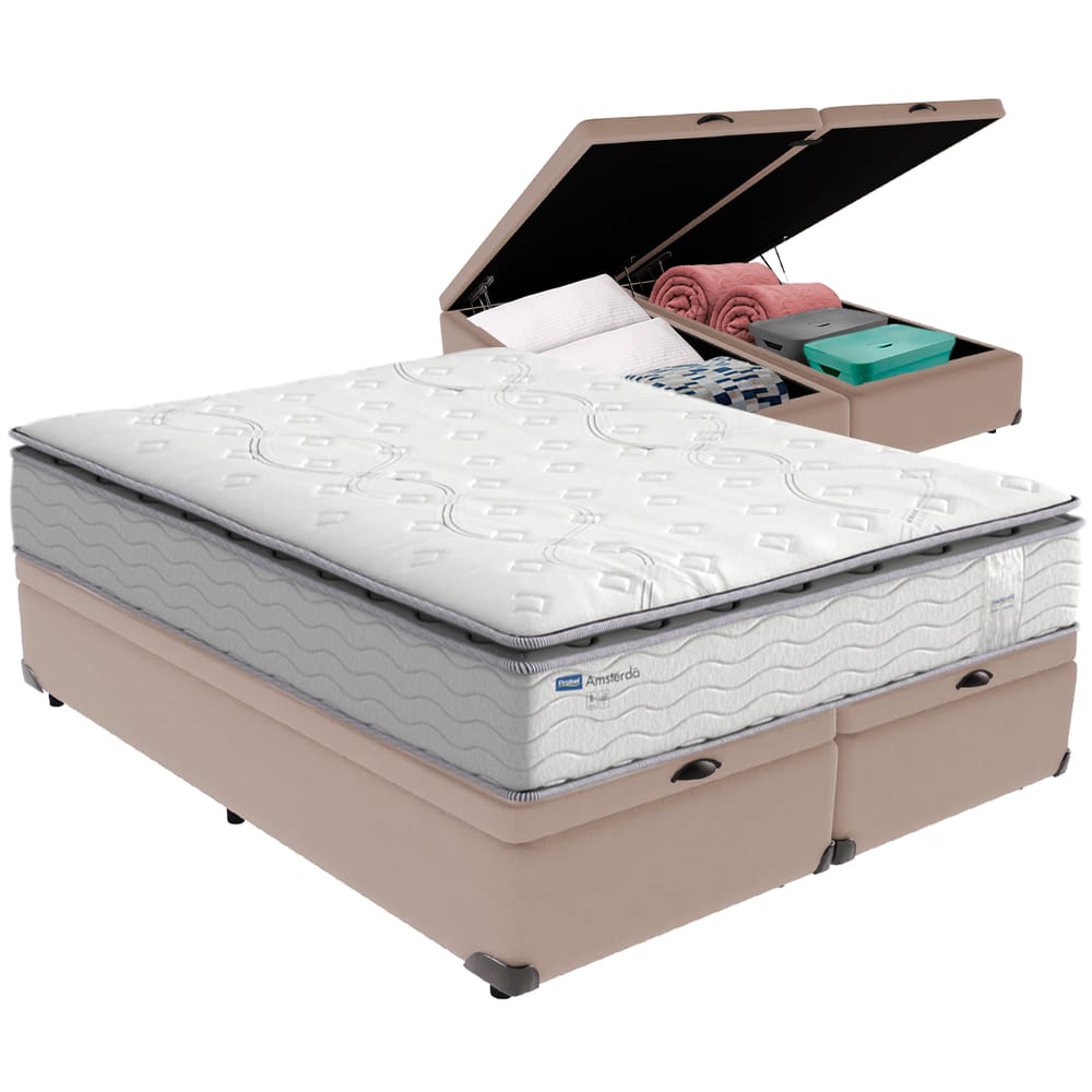 Cama Box Baú e Colchão Amsterdã Molas Ensacadas Queen Probel