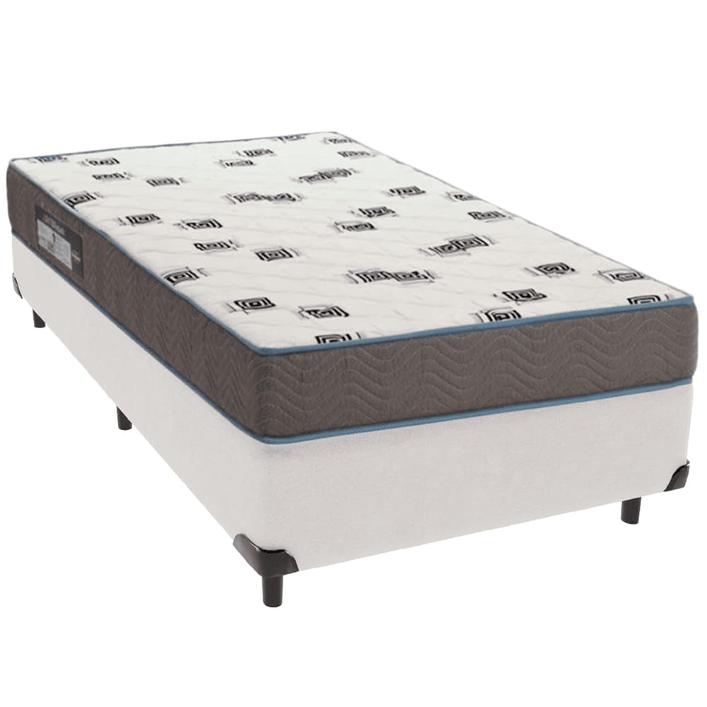 Cama Box Branco e Colchão Light Espuma D33 Solteiro Ortobom