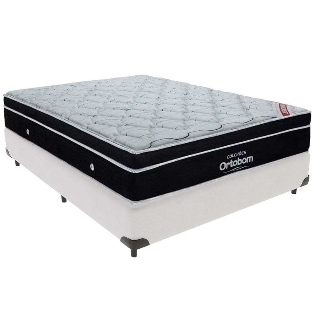Cama Box Branco e Colchão Elegant Molas Ensacadas Casal Ortobom