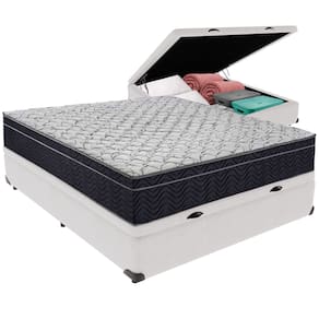 Cama Box Baú Branco Casal Colchão Ortobom Extra Firme