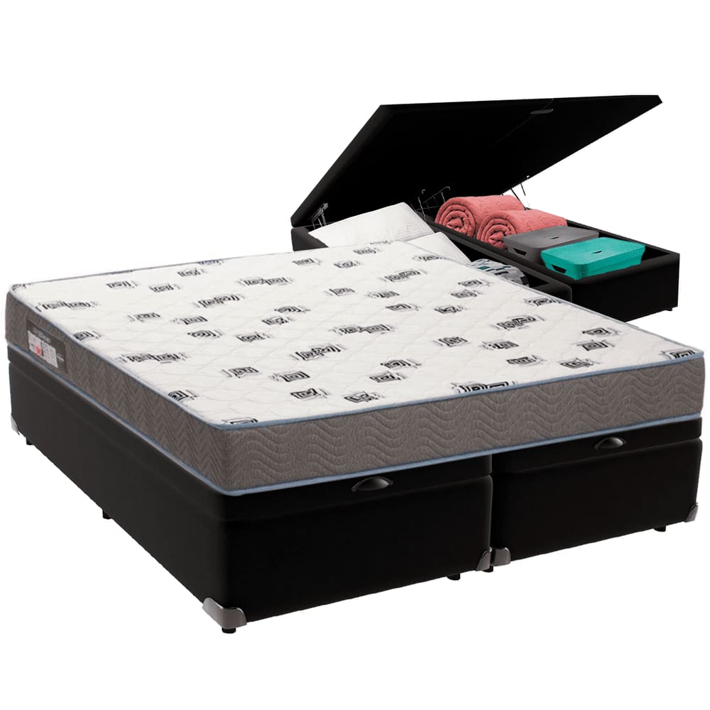 Cama Box Baú e Colchão Light Espuma D33 Queen Ortobom