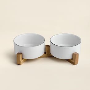 Comedouro Cerâmica e Bambu 19cm - A\CASA
