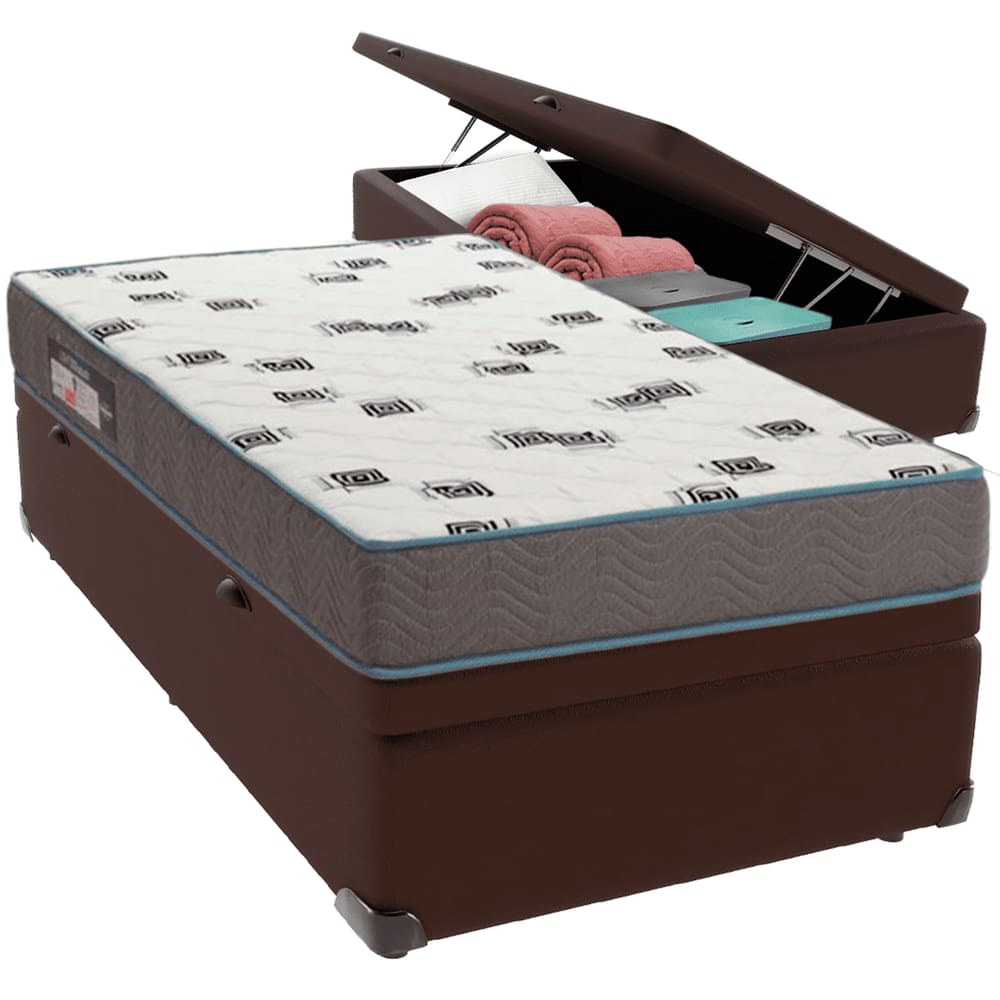 Cama Box Baú e Colchão Light Espuma D33 Solteiro Ortobom