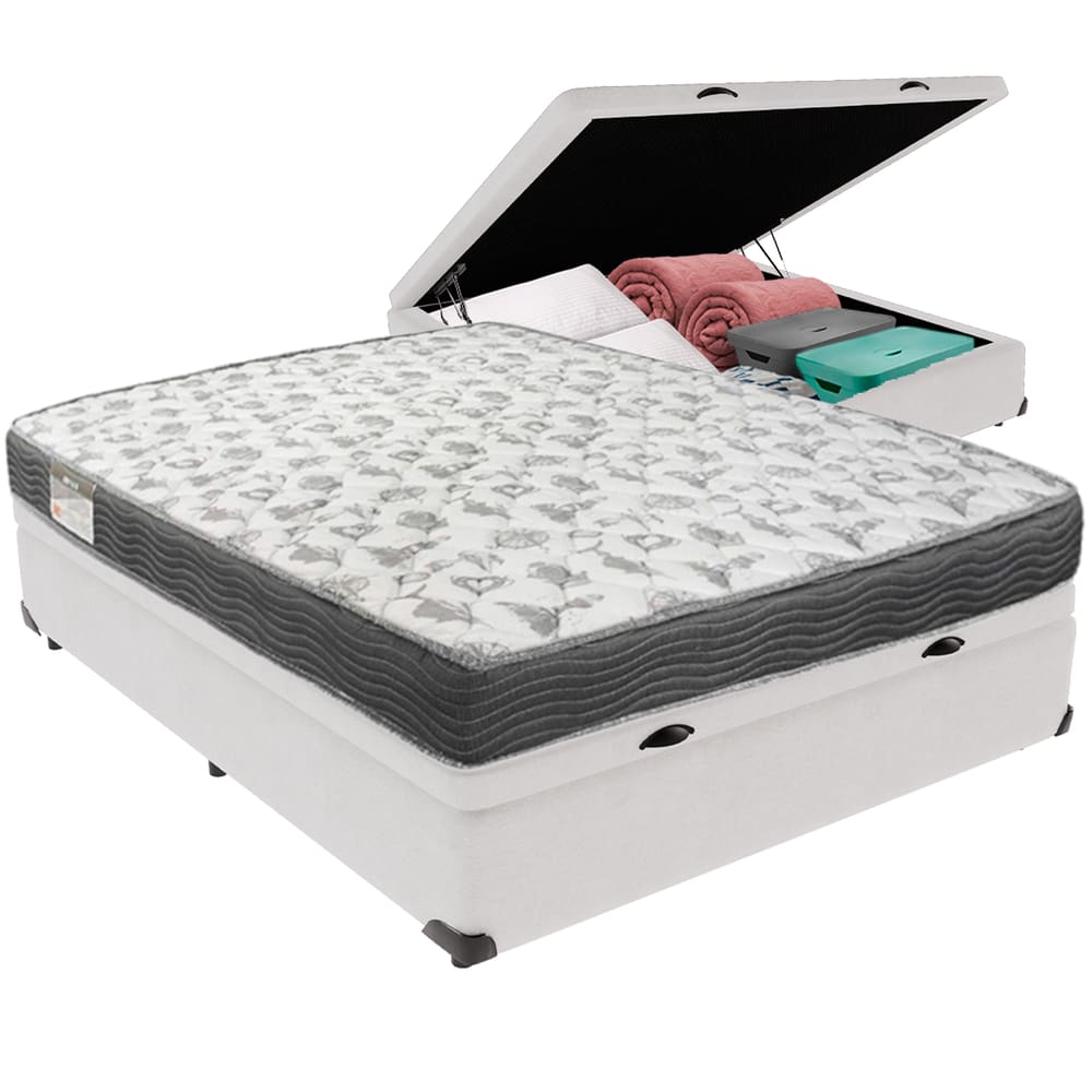 Cama Box Baú e Colchão ISO100 Espuma D33 Casal Ortobom