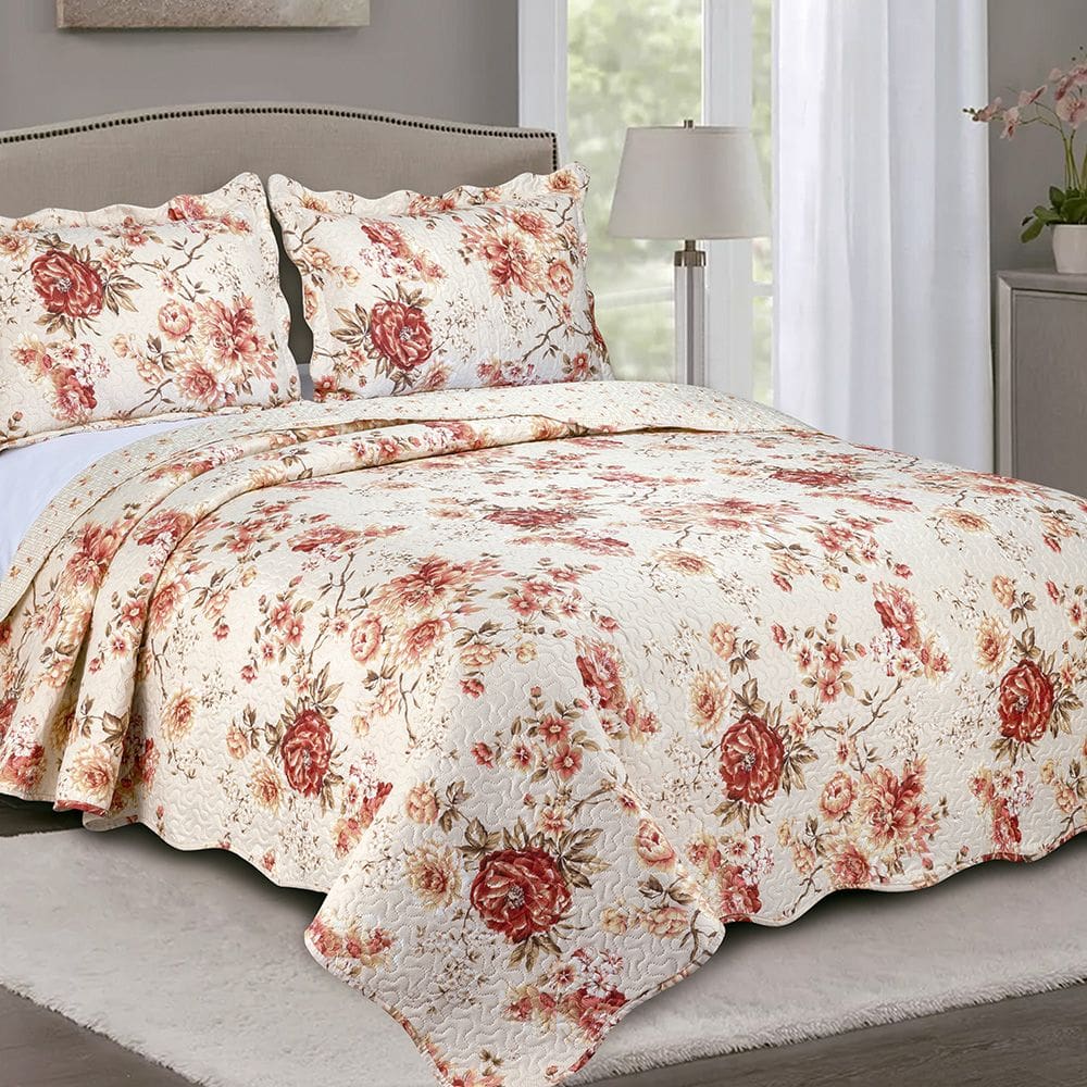 Colcha Cobre Leito Queen 3 Peça Dupla Face Estampada Camesa