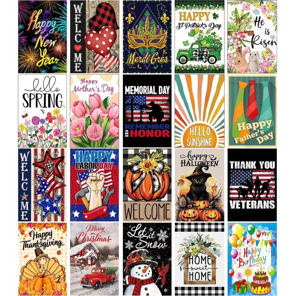 Conjunto de bandeiras de jardim sazonais Doncida, pacote com 20, 30x45cm, frente e verso