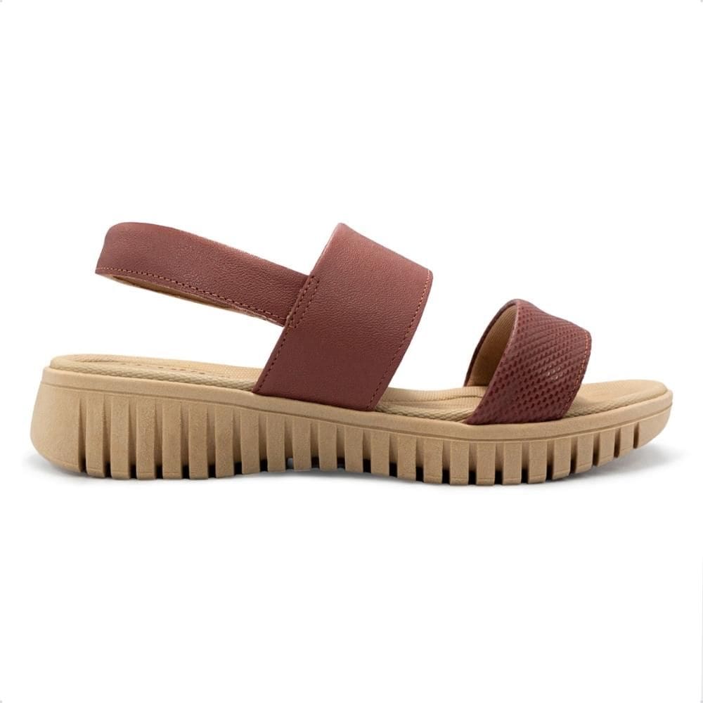 Sandália Usaflex Feminina Plataforma Couro Casual UC21004