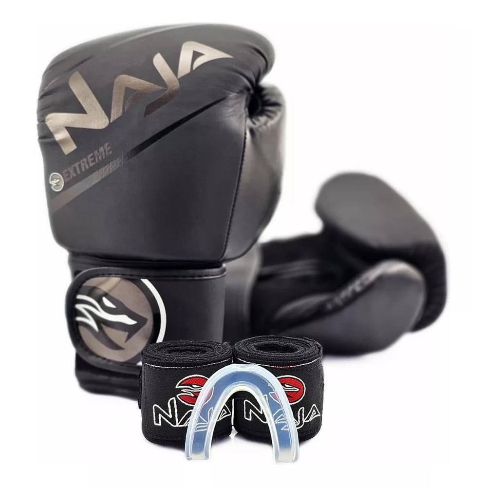 Kit Boxe Muay Thai Naja Black Line + Luva + Bandagem +
