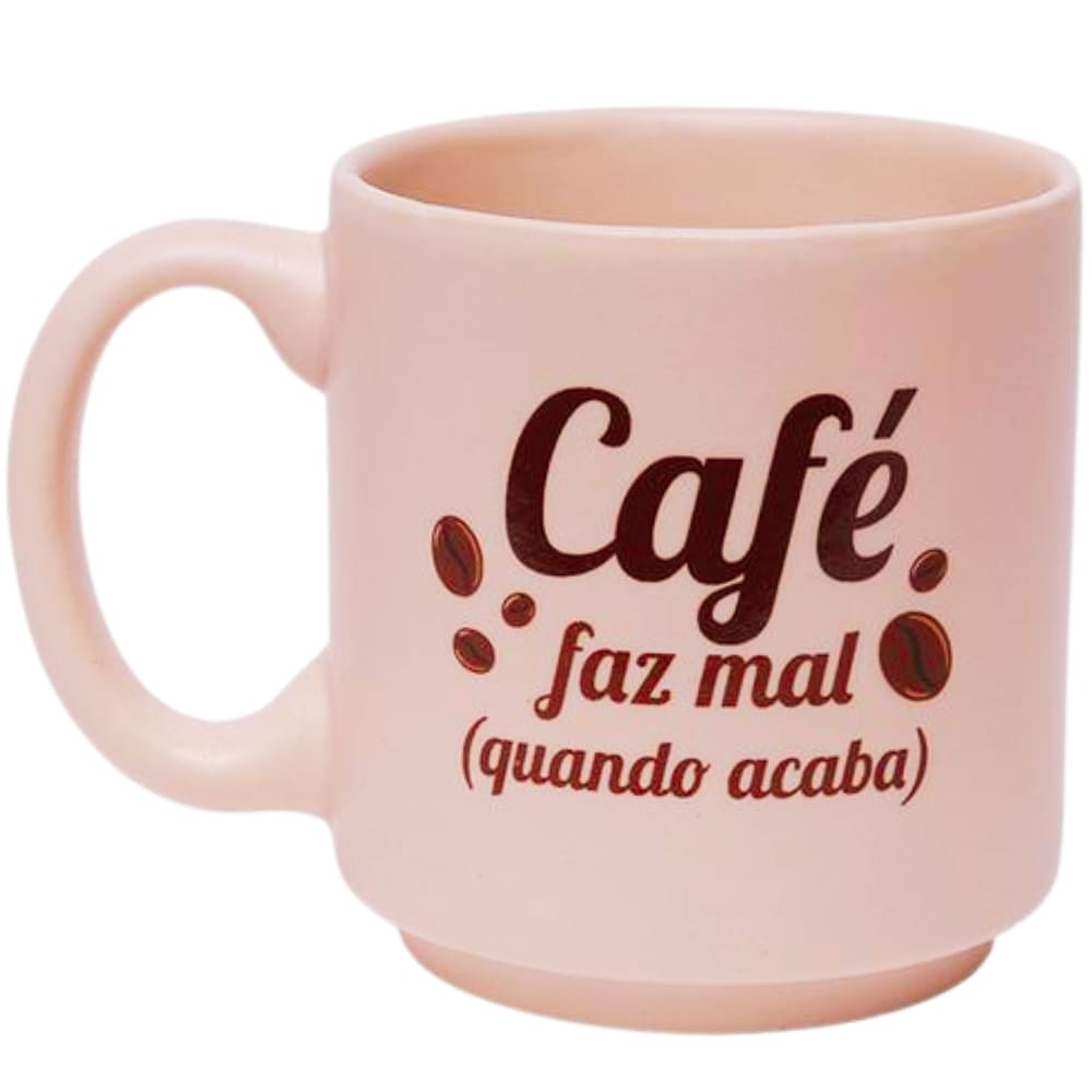 Mini Caneca Café Faz Mal (Quando Acaba) Café Expresso Empilhável Cerâmica 100ML
