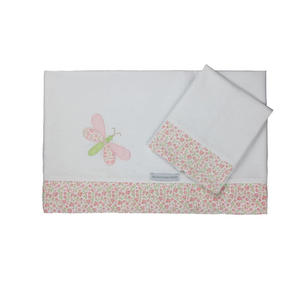 Lençol de Mini Berço 03 Peças Libélula Rosa
