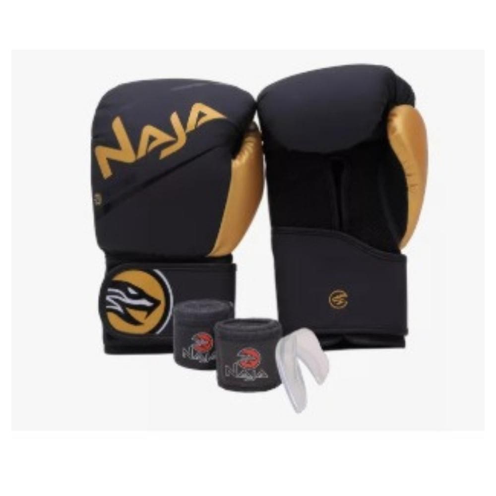 Kit Boxe Muay Thai Naja Black Line + Luva + Bandagem +