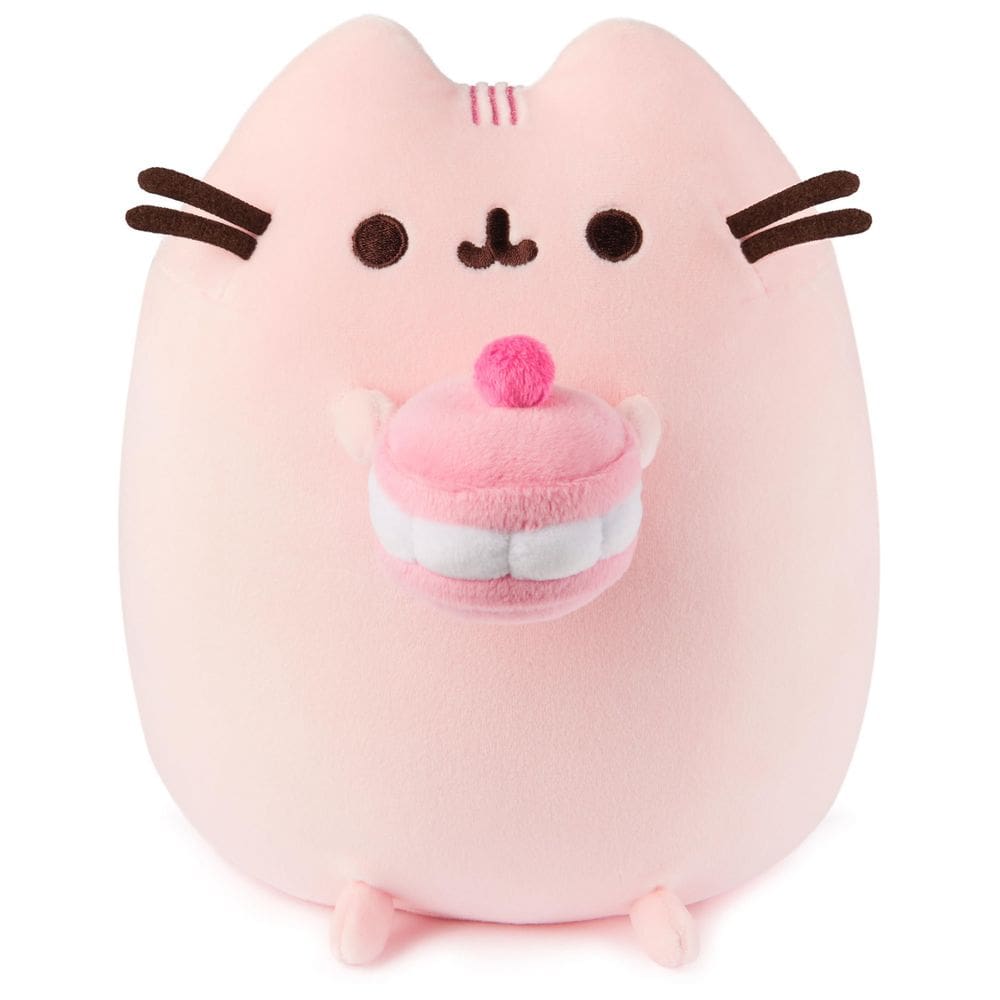 Brinquedo de pelúcia GUND Pusheen Cherry Macaron Squisheen 24 cm rosa