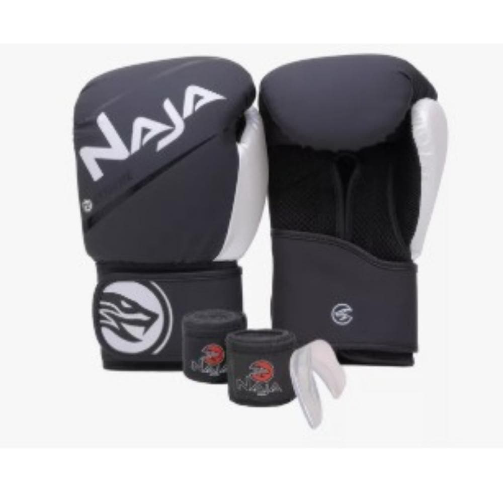 Kit Boxe Muay Thai Naja Black Line + Luva + Bandagem +
