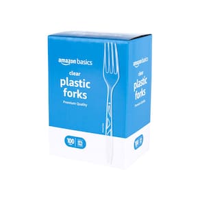 Garfos de plástico descartáveis Amazon Basics 100 unidades