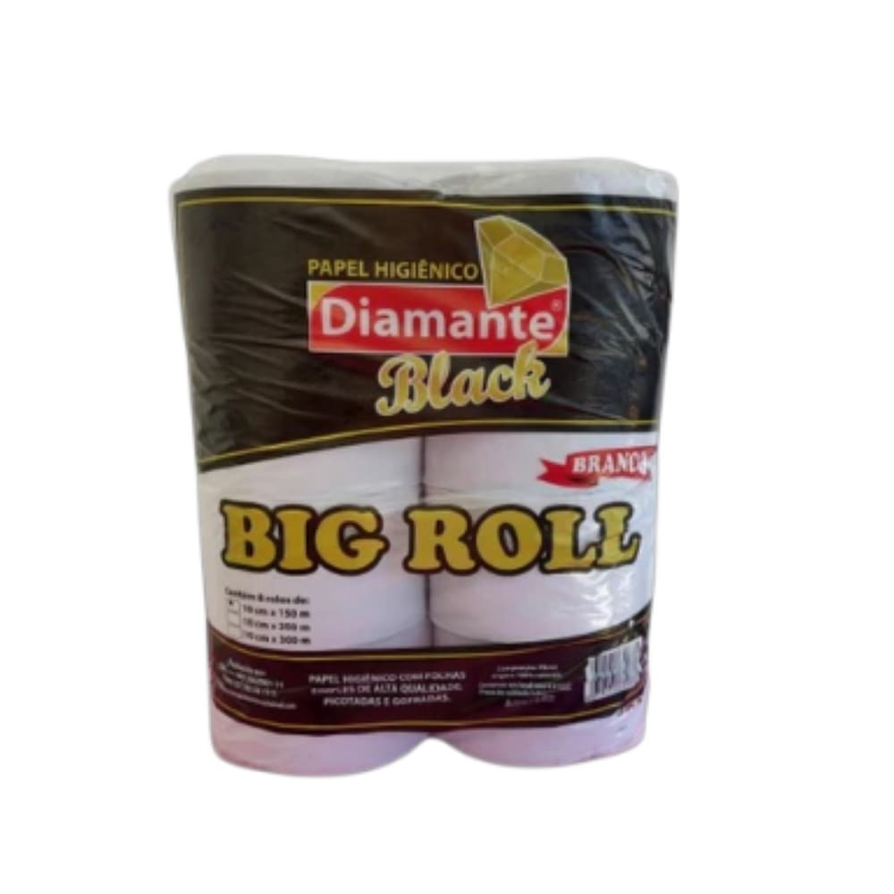 Papel Higiênico com 8 rolos de 150 metos Diamante Black