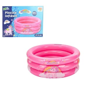 Piscina Inflável Infantil 3 Arcos 66L Dm Splash Unicórnio