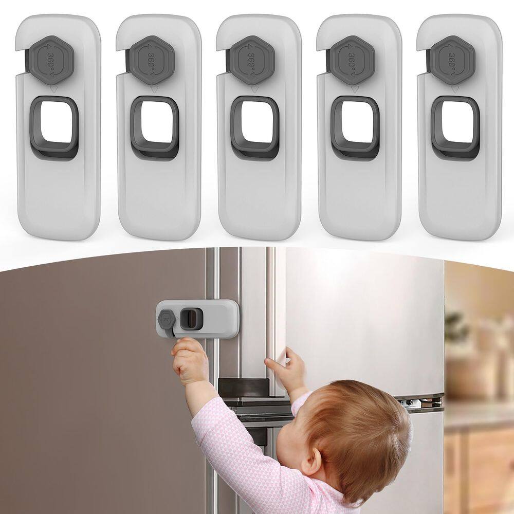 Fridge Locks Dorabaliy Baby Proofing, pacote com 5 unidades, cinza