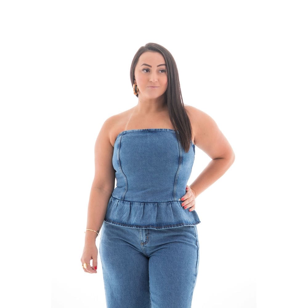 Top Jeans Feminino Arauto Peplum