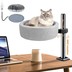 Cama de mesa Cat KPYFDGK, almofadas macias, removíveis, aquecidas, cinza