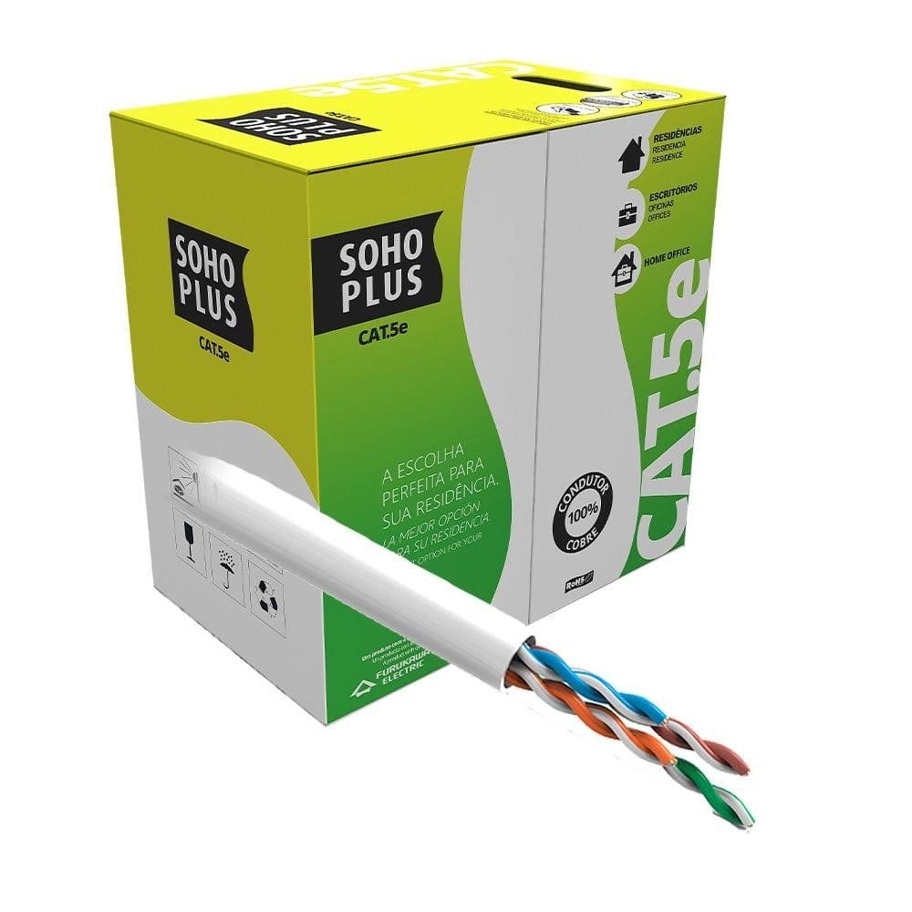 Caixa De Cabo de Rede Soho Plus U/UTP CAT.5E 24AWG Furukawa 305 Metros Branco 23200101
