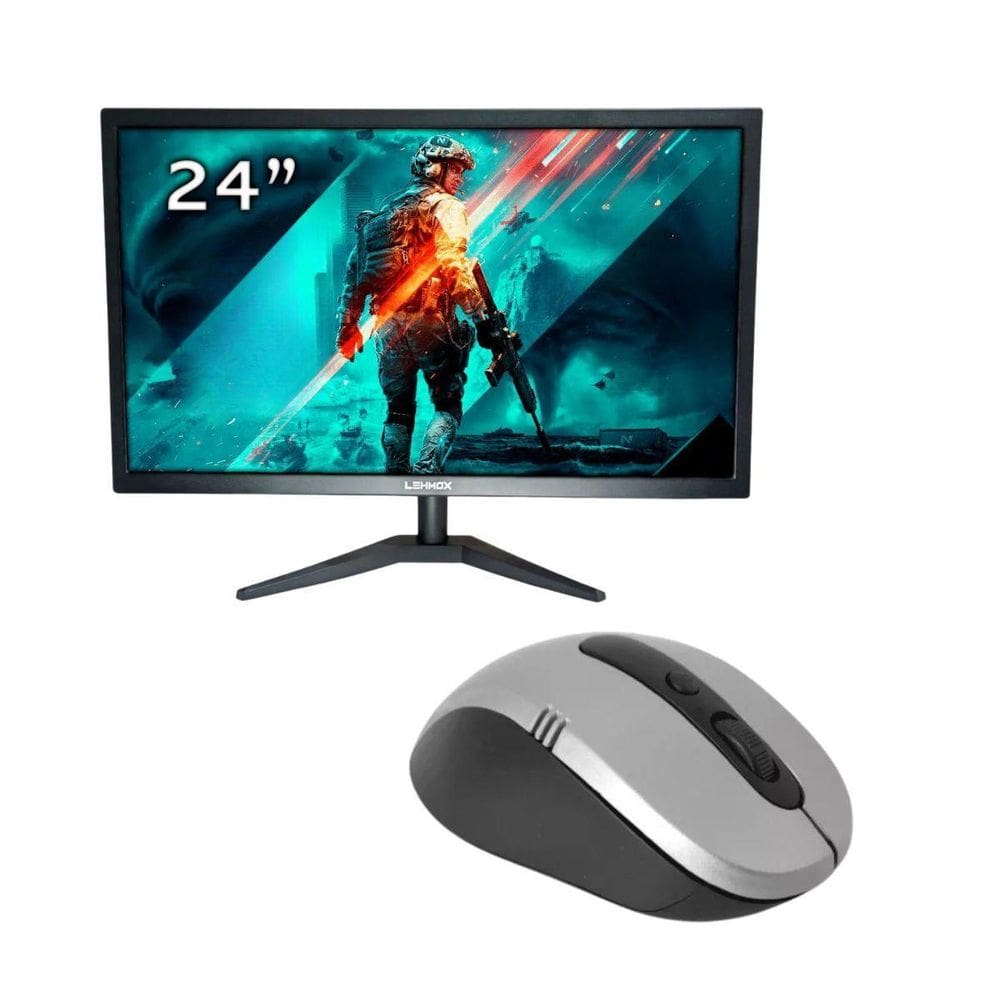 Kit 1 Monitor Led 24 Polegadas Full Hd 60Hz Mais Mouse S Fio