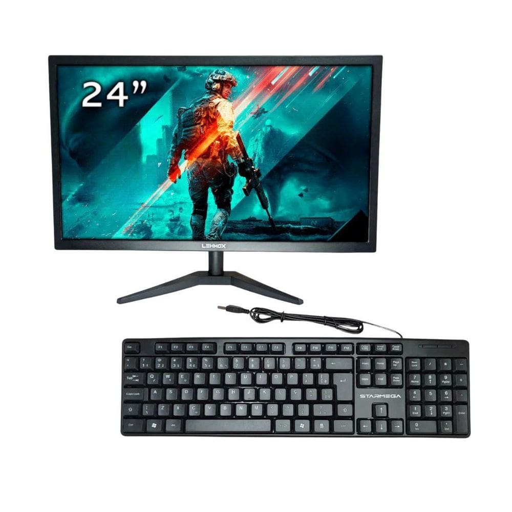Kit 1 Monitor Led 24 Polegadas Full Hd Mais Teclado C Fio