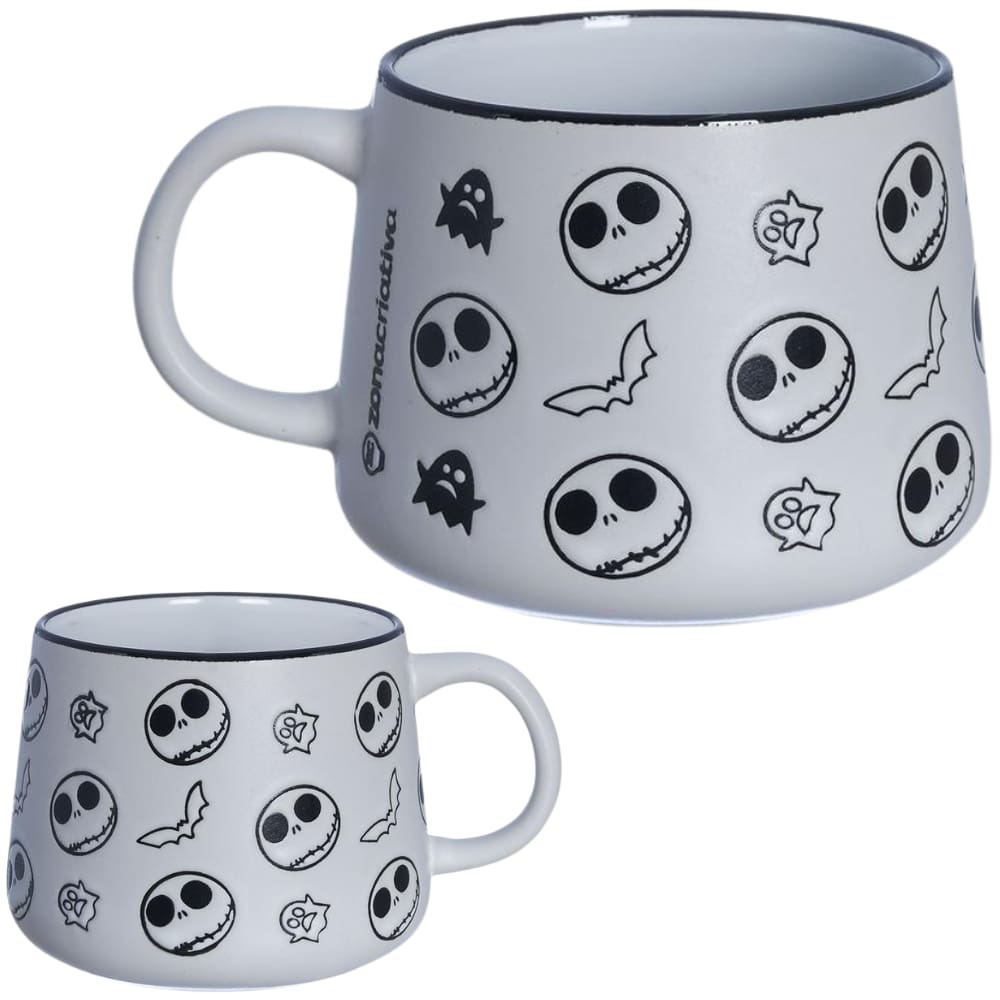 Caneca Jack Skellington Cerâmica Fosca Com Estampa Baixo Relevo 500ML Oficial Disney
