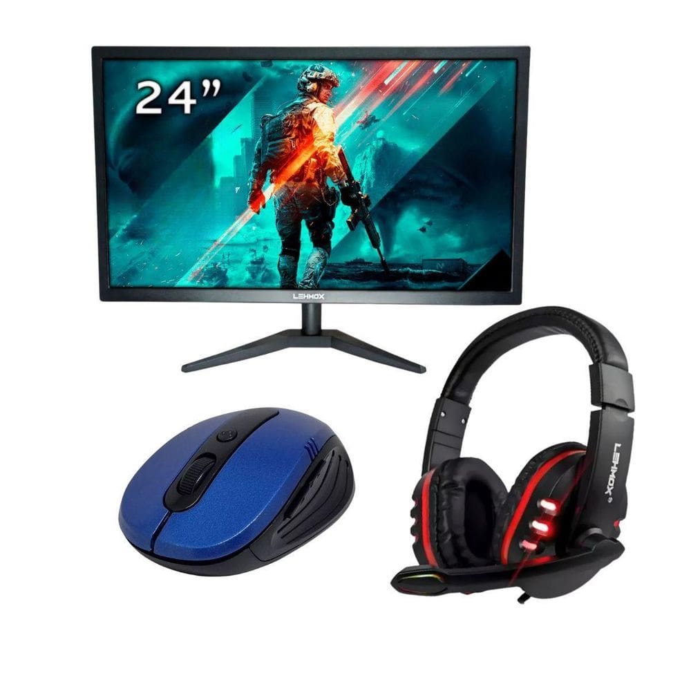 Kit 1 Monitor Led Full Hd 60Hz Mais Mouse E Headset-Kit 2