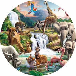 Painel Redondo De Festa Animais Safari 150X150 - An04