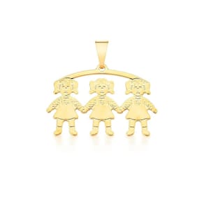 Pingente Filhos Meninas Liso Banhado A Ouro