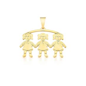Pingente Filhos Meninas Liso Banhado A Ouro