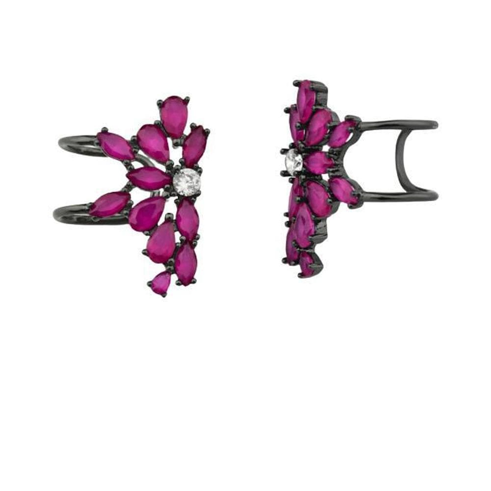 Piercing De Orelha Zircônias Marsala Folheado A Ródio Negro