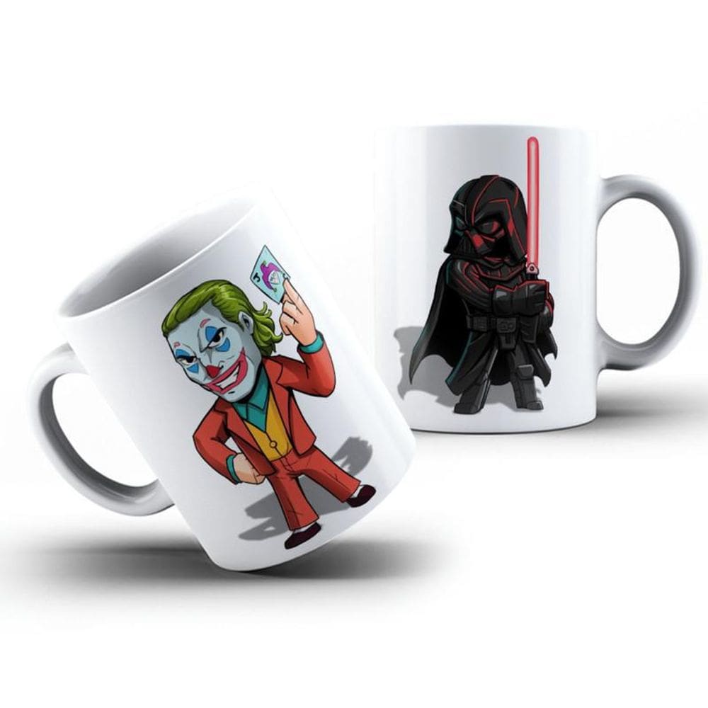 Caneca Coringa E Darth Vader Porcelana