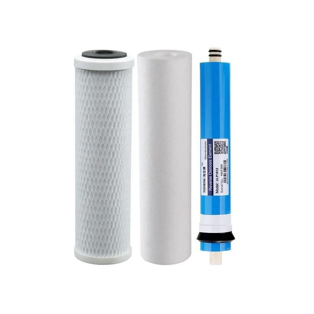 Kit Refil Polipropileno Carvão Block Membrana Osmose 100Gpd