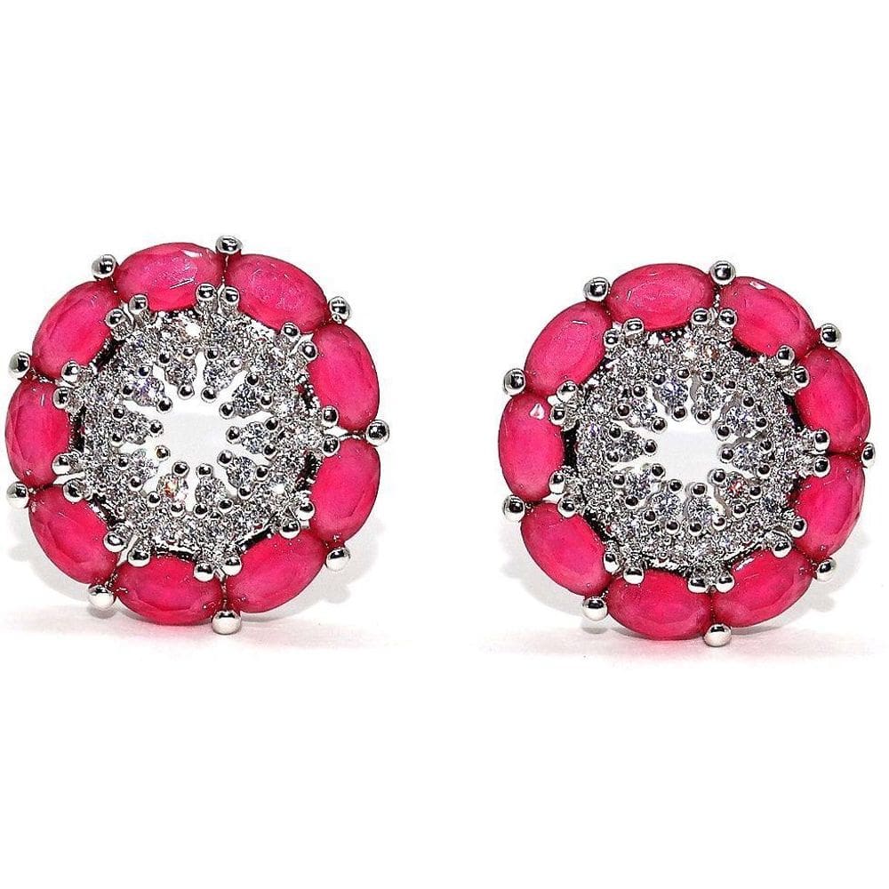 Brinco Zircônia Branca E Verde Ou Rosa