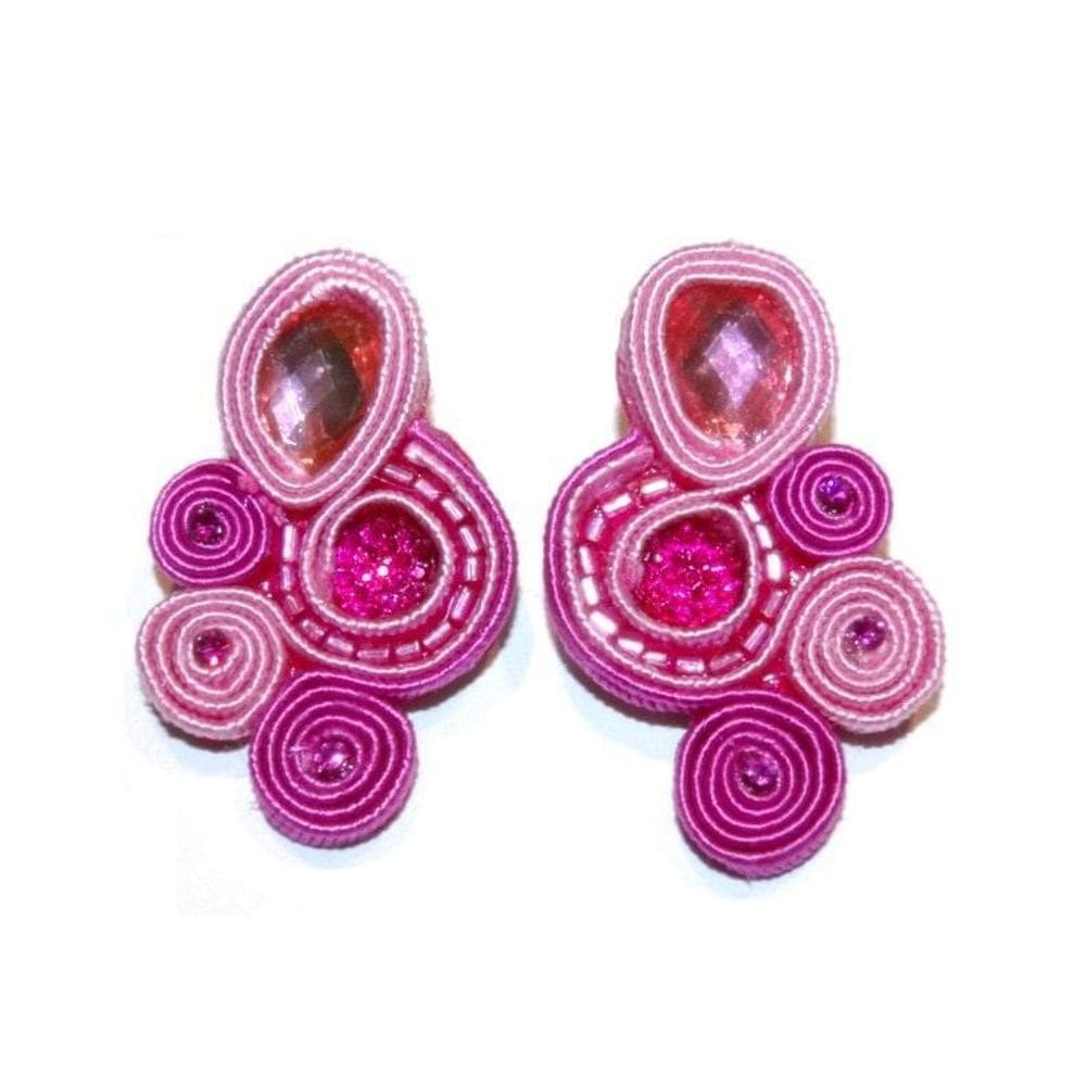 Brinco Maxi Com Pedras Rosas