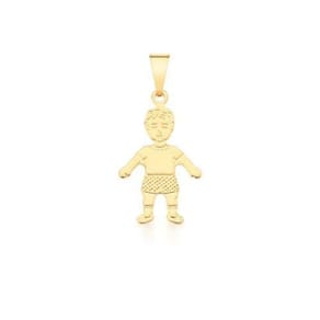Pingente Filhos Menino Liso Banhado A Ouro