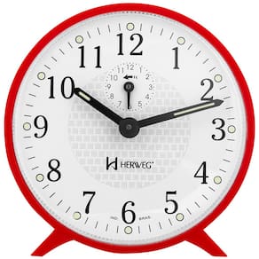 Relogio Despertador Herweg Moderno Vermelho Corda Analogico