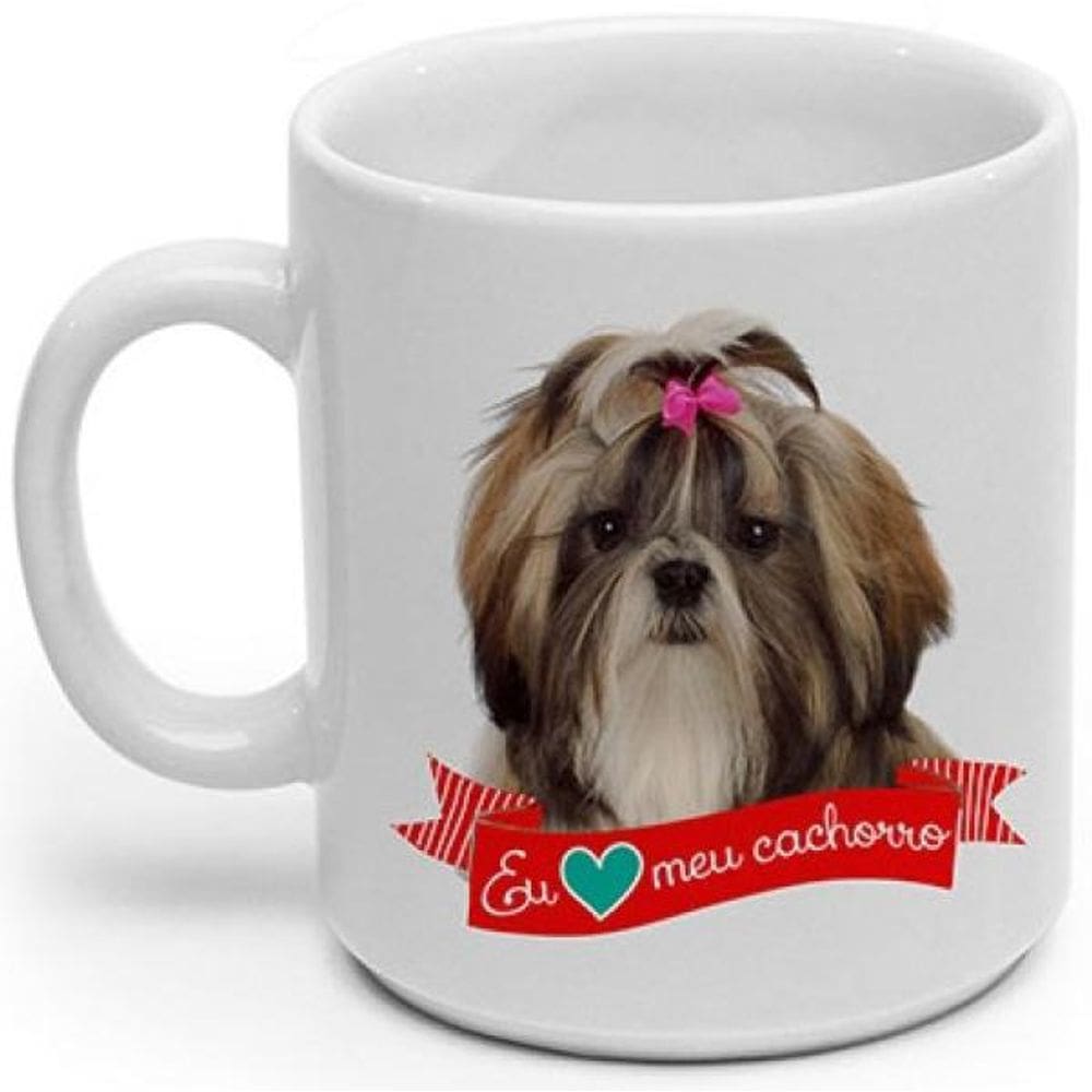 Caneca Porcelana Eu amo meu Cachorro Shih-Tzu 270ml
