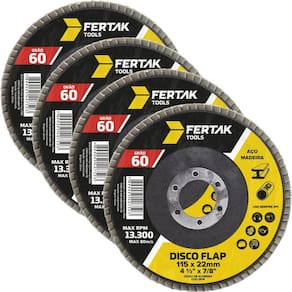 Disco Lixa Flap 115Mm Grão 60 Madeira Aço Desbaste 04 Un