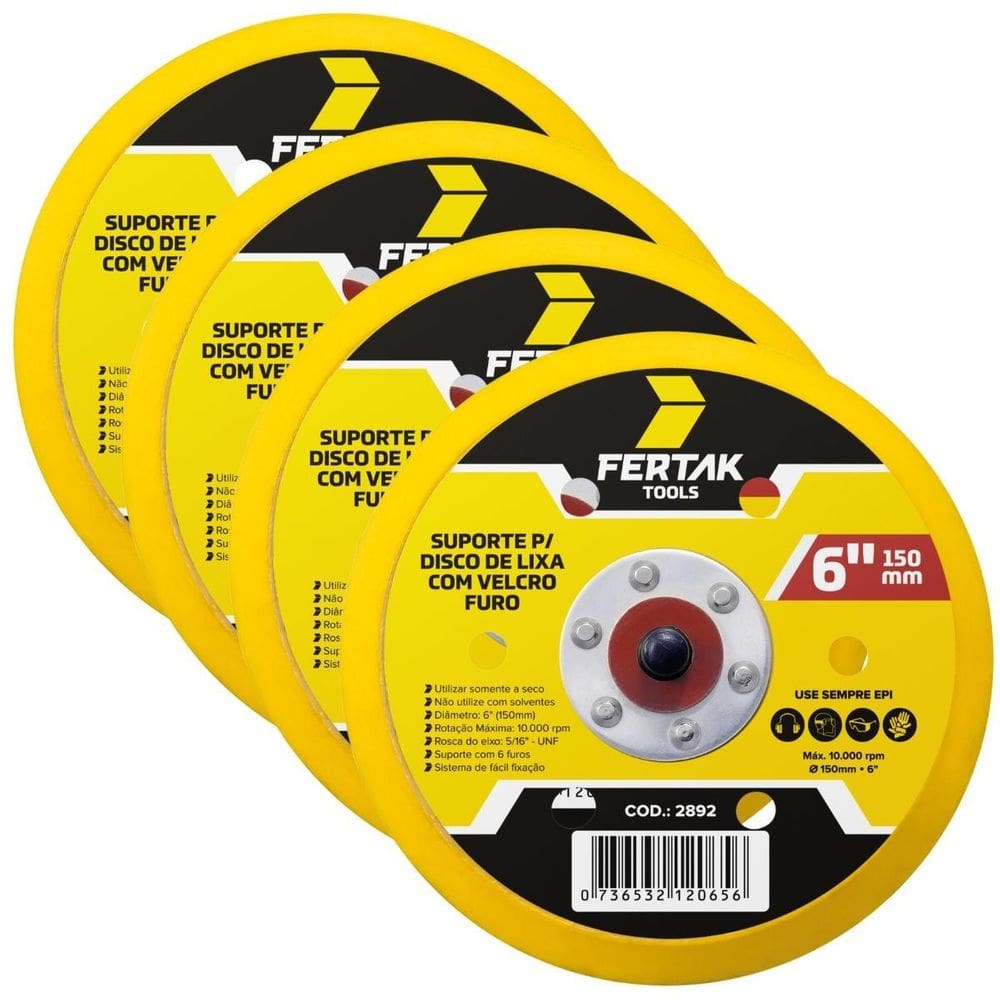 Suporte Para Disco De Lixa Aderente 150Mm 6 Furos 04 Un