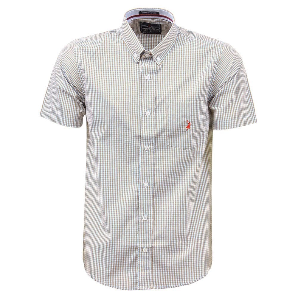 Camisa Masculina Manga Curta Marrom Austin Western 37707