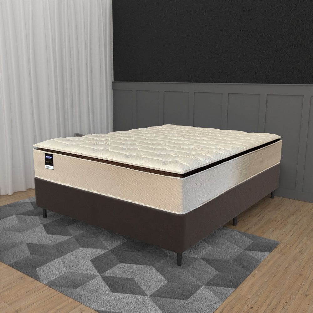 Cama Box Casal 138cm Colchão Molas Ensacadas Gazin Love Story HF25 e Base 2CEN