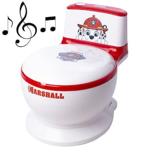 Penico Infantil Privadinha Vaso Sanitário Troninho Musical com Som de Descarga Patrulha Canina Vermelho Branco Unissex Marshall