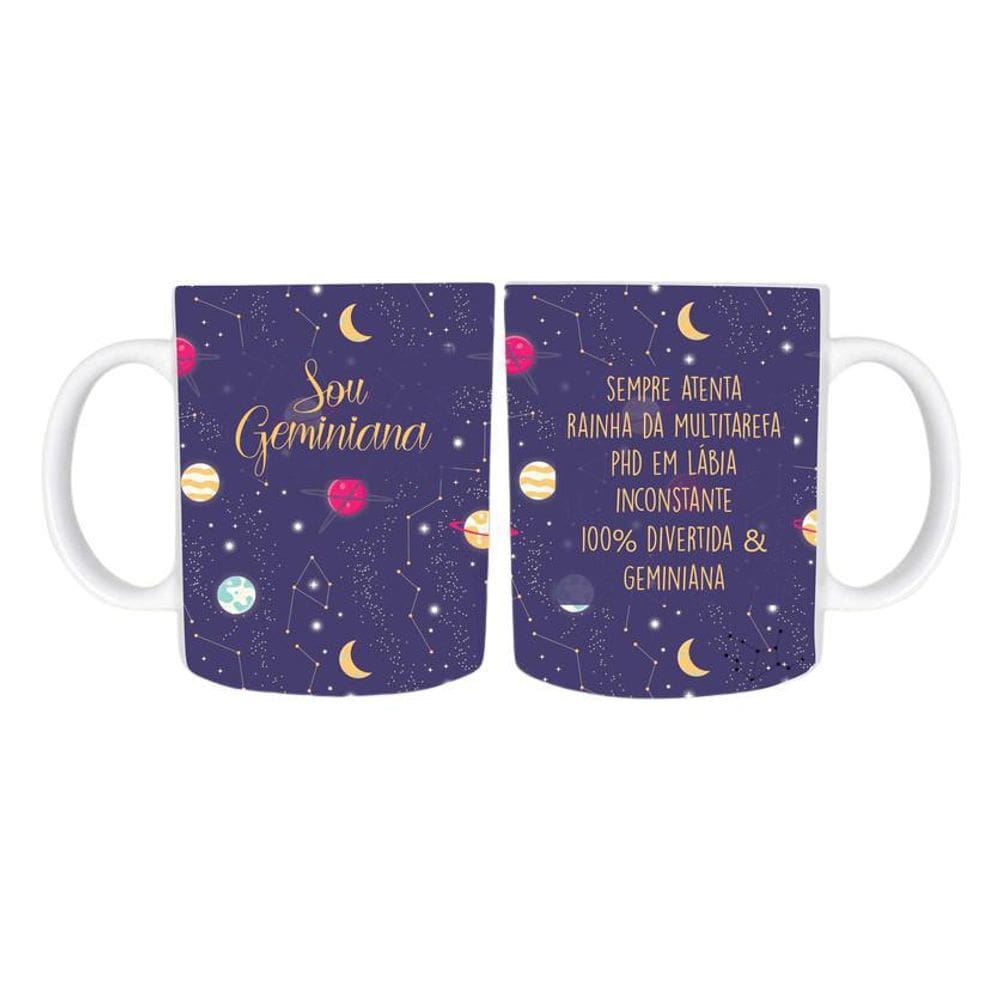 Caneca Temática Signo Gêmeos 3 Cerâmica 325Ml