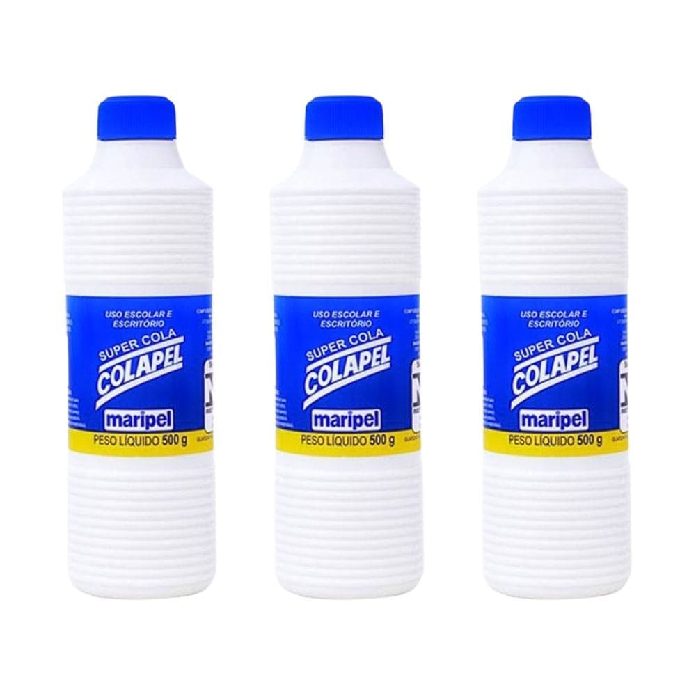 Kit 03 Colas Líquida Branca Super Cola Colapel 500g - Maripel