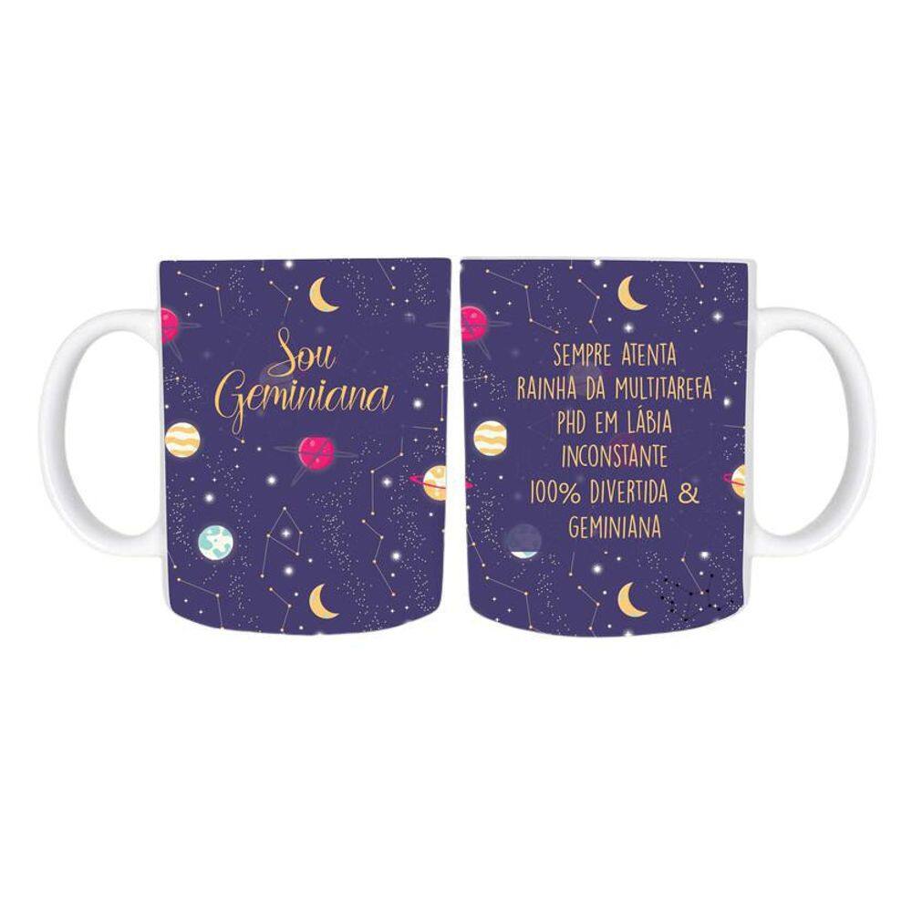 Caneca Temática Signo Gêmeos 3 Cerâmica 325Ml